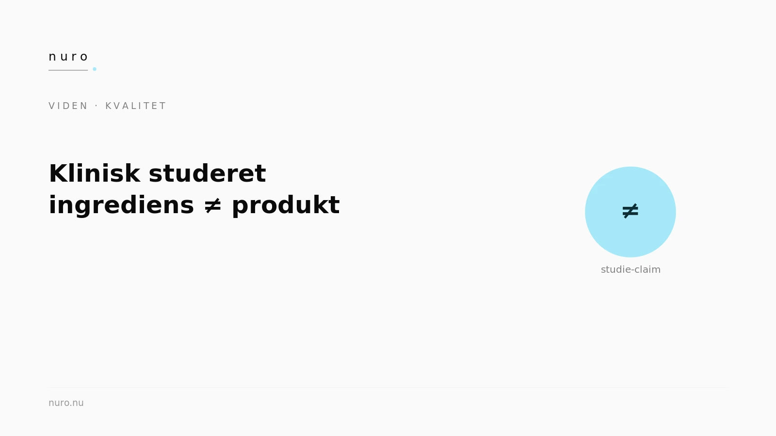 Klinisk studeret ingrediens vs produkt — Nuro Viden