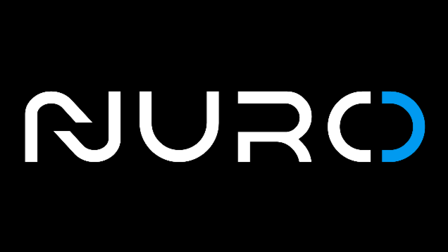 Nuro logo with 'N' and 'O' in white and blue on a black background