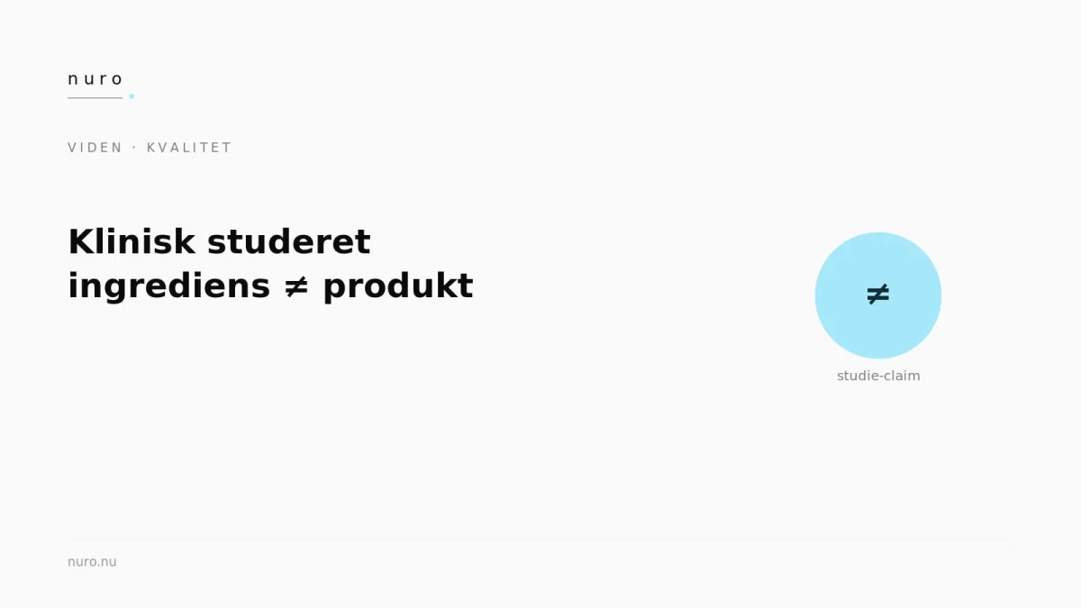 Klinisk studeret ingrediens ≠ klinisk studeret produkt - Nuro