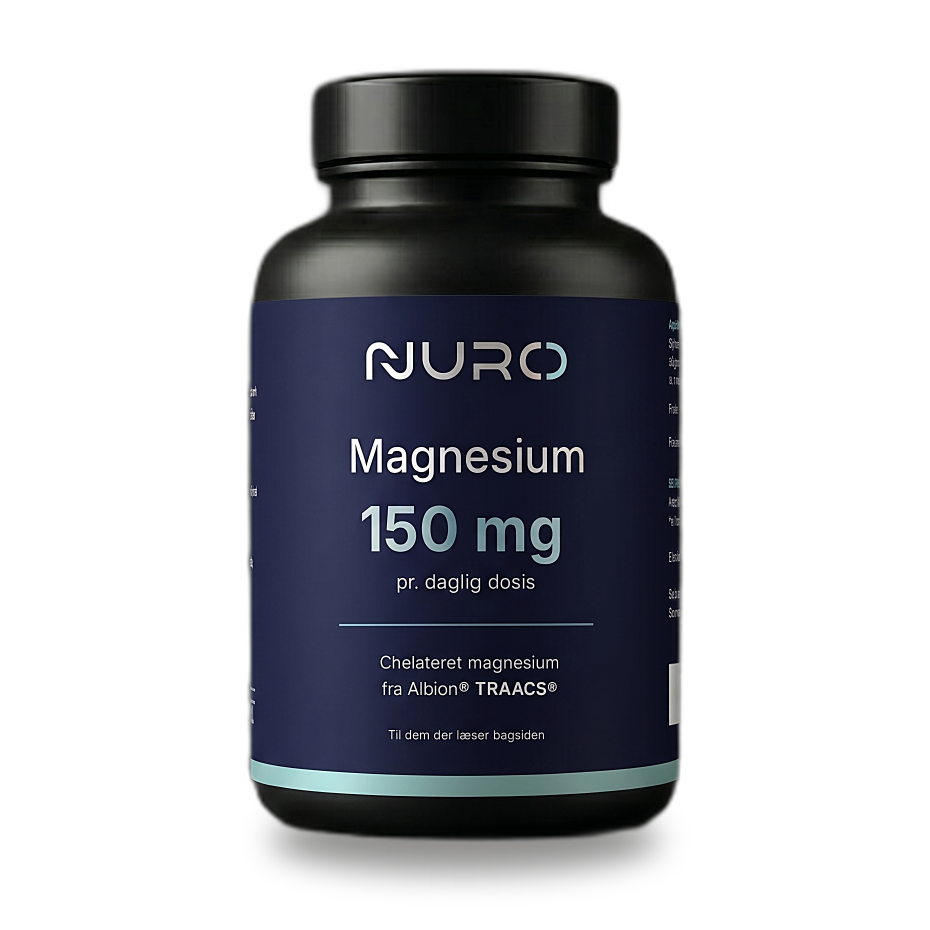 Nuro Magnesium Bisglycinat: flaske med ny label på lys baggrund